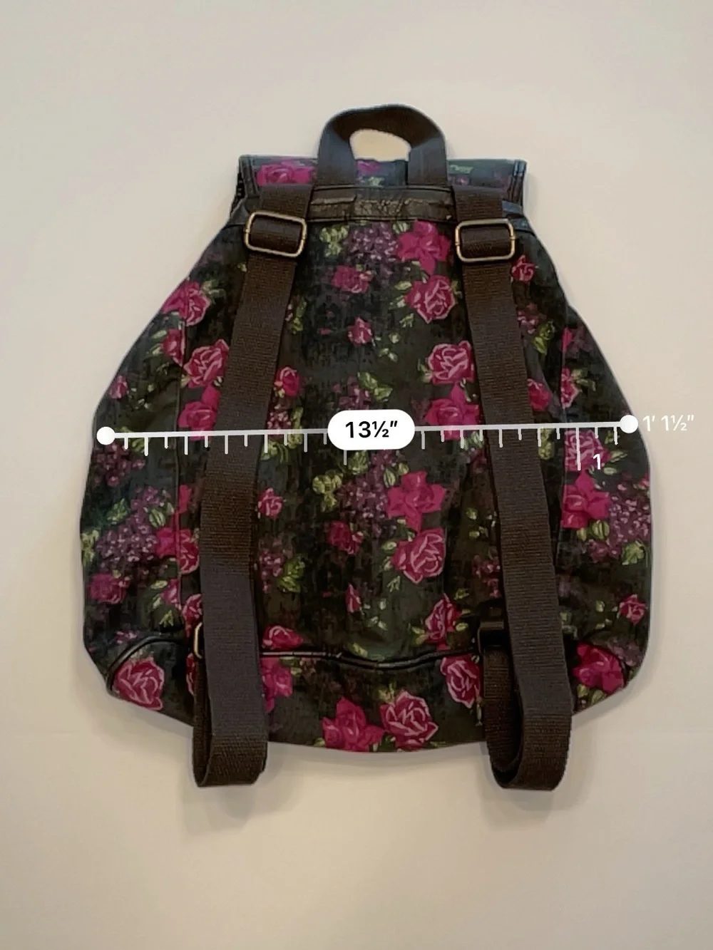 Mossimo Supply Co. Cabbage Rose Floral Studded Backpack – Grey/Black Y2K